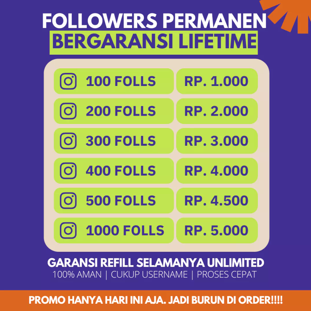 FOLLOWERS PERMANEN REAL FAST DAN BERGARANSI LIFETIME FOLLOWERS FOLOWERS FOLOWER FOLLOW BUKAN FOLLOWE