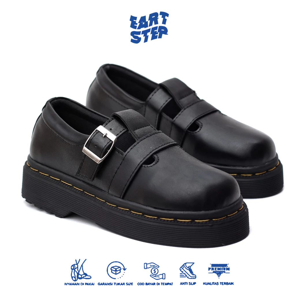 Sepatu Wedges Formal Loafers Docmart Wanita Hak Tinggi