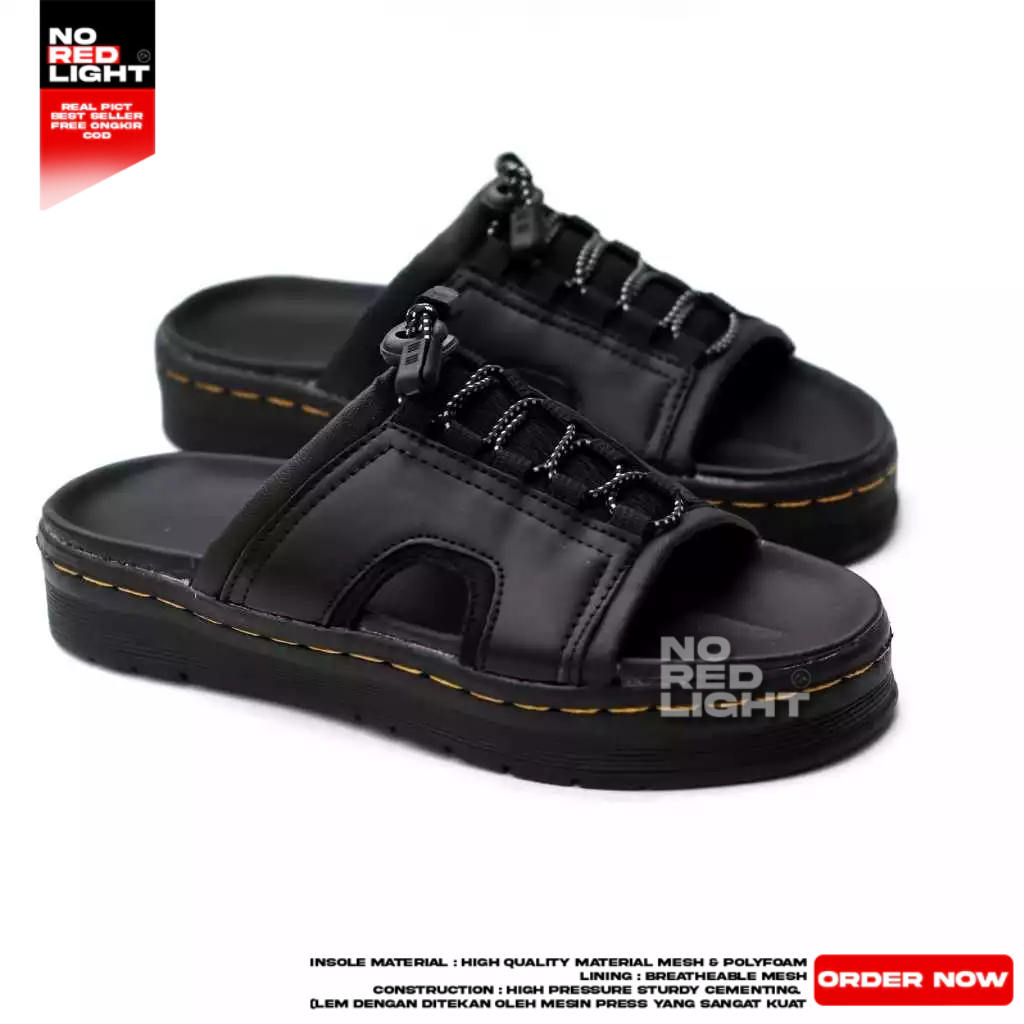 Sandal Slide Hitam Slop Docmart Pria Sole Empuk