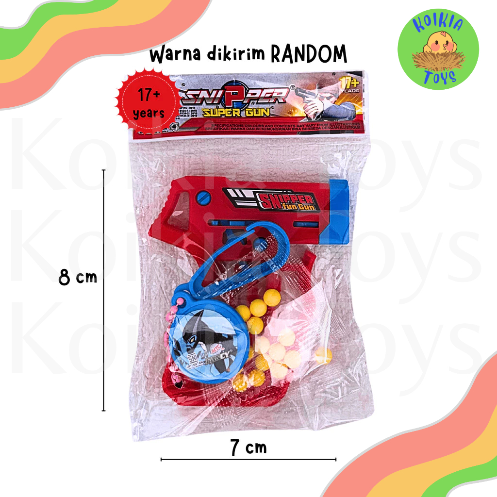 Mainan fun gun pistol mini shooter Toy Gun dengan aksesoris gantungan