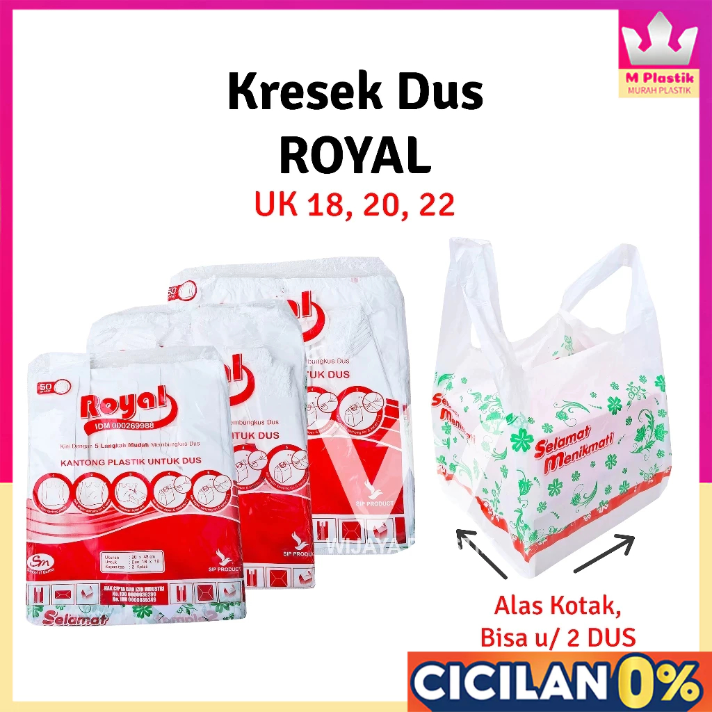 Kresek Dus Motif Batik [ROYAL & TULIP] (18/20/22/25) --- 50 pcs @Pack | untuk Dus Nasi Alas Kotak Bu