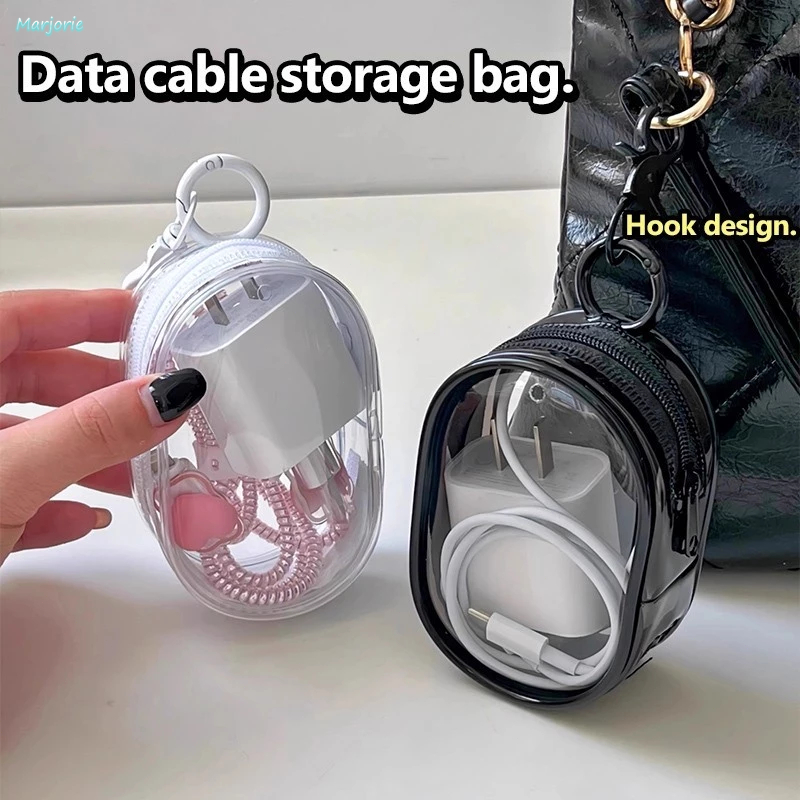 Mini Pouch Polos Aesthetic Transparan Tempat Charger Multifungsi PVC — 8