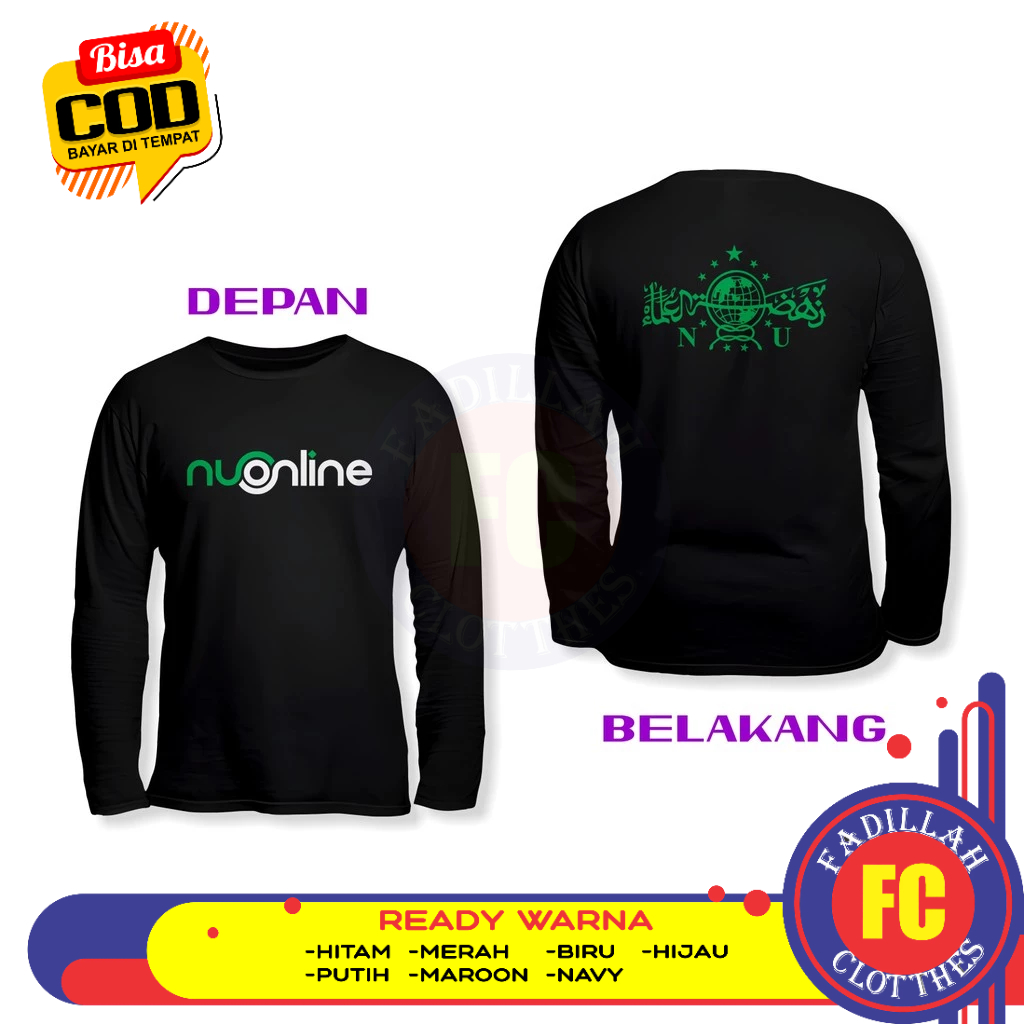 Baju Kaos NU Online Logo Nahdlatul Ulama Online DB Lengan Panjang Kaos Distro