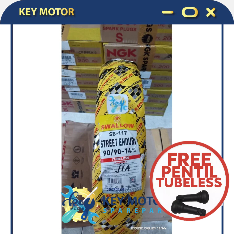 Ban Luar Motor Swallow 90/90-14 TUBELESS TUBLES 100% Asli dan Baru