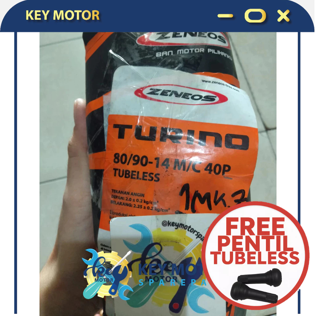 Ban Luar Motor ZENEOS Turino 80/90-14 Ring 14 TUBELESS 100% Asli dan Baru