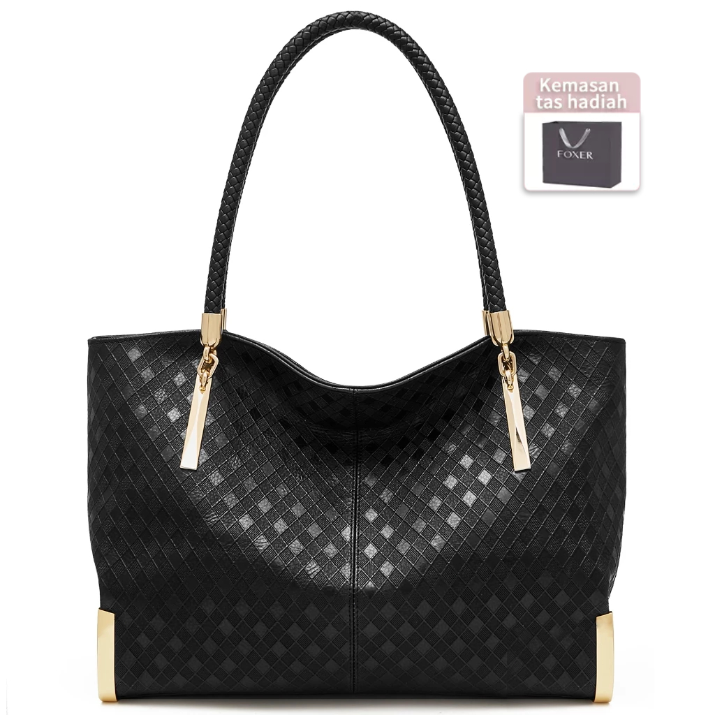 FOXER Tas Bahu Wanita Berkapasitas Besar Tas Tangan Mewah Yang Ringan Tas Wanita Untuk Kantor