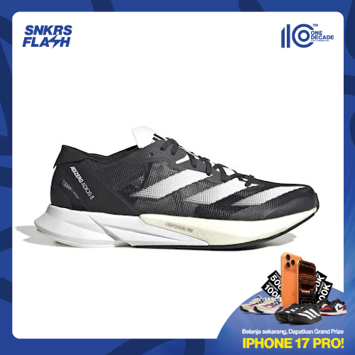 ADIDAS ADIZERO ADIOS 8 BLACK WHITE Sepatu Lari Wanita - ID6905 - Size 37.3