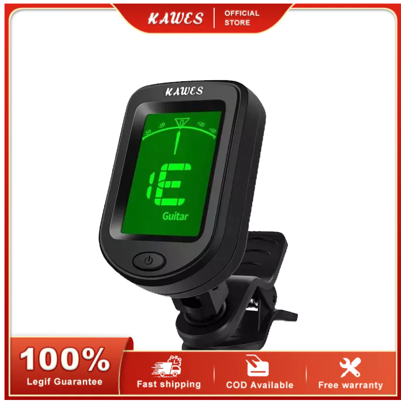 KAWES Tuner gitar Digital Clip-On Tone Tuner untuk listrik Urikri Bass biola Universal 360 derajat dapat diputar adonan bawaan