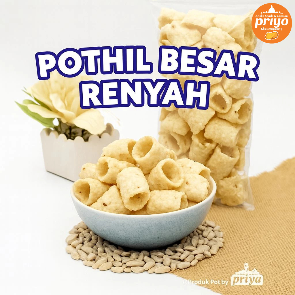 Pothil Besar Renyah Original – Snack Tradisional Gurih Khas Magelang | Priyo Snack Borobudur