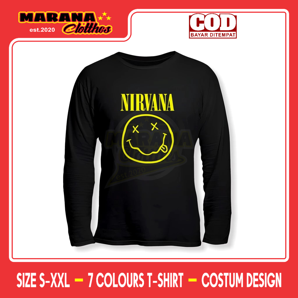 Kaos Nirvana Band Lengan Panjang Baju Musik