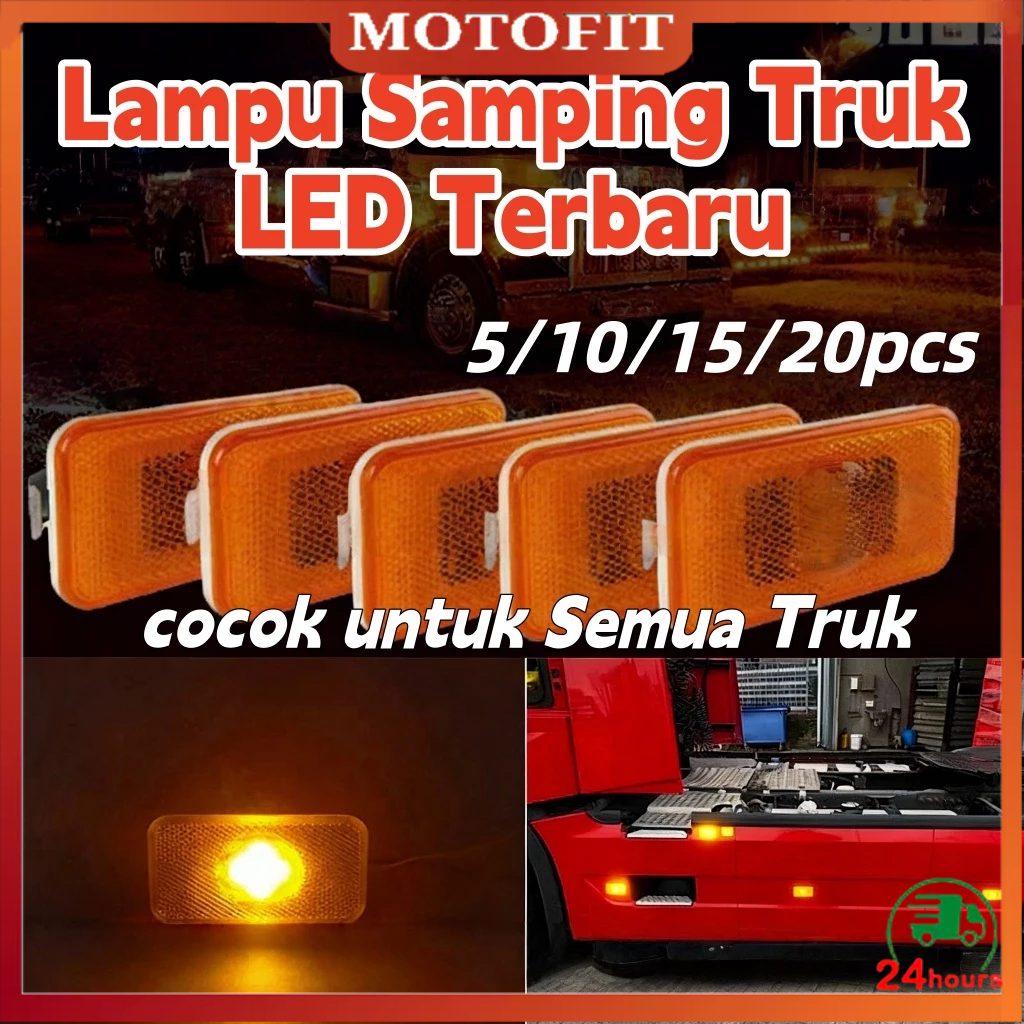 10 lampu sein samping truk LED, cocok untuk truk Volvo, lampu LED truk 24 volt, lampu sein mobil
