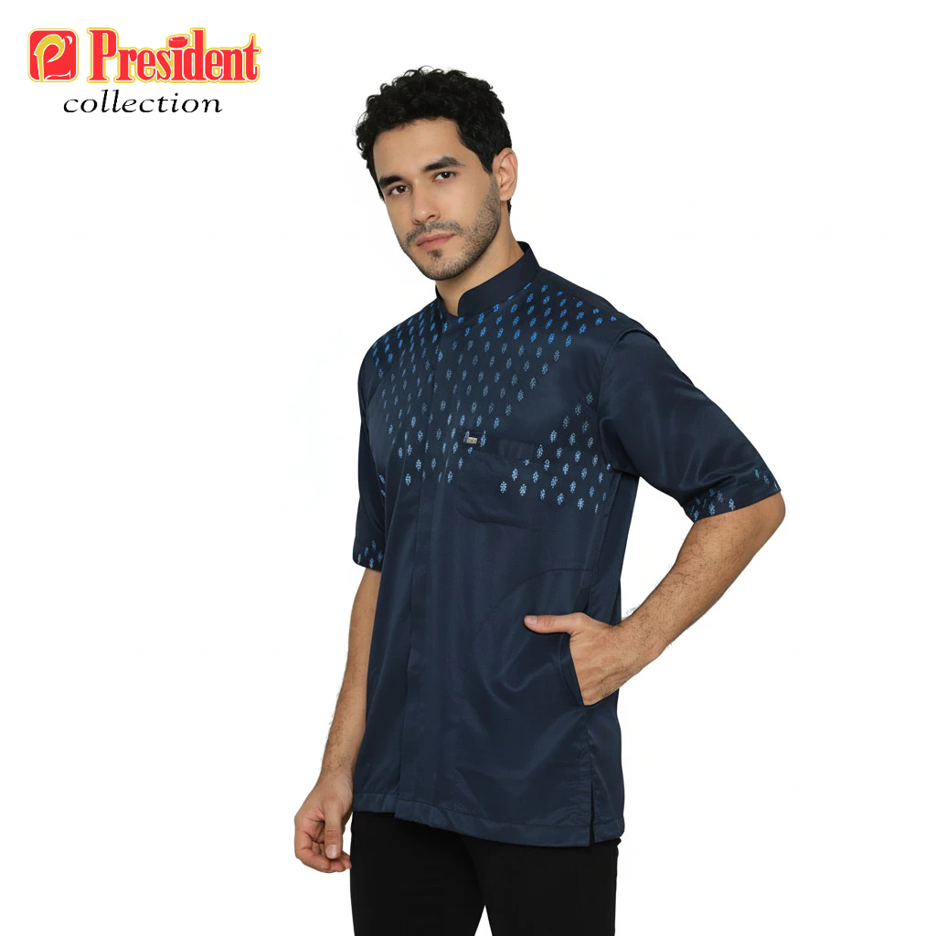 PRESIDENT – Baju Koko Bordir TAQWA AS SHIHAB Baju Taqwa Pria Lengan Pendek Bordir Minimalis Modern