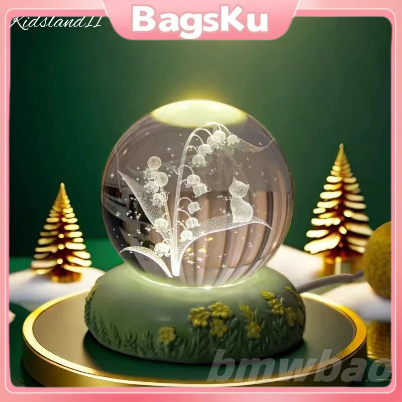 Lampu malam bola kristal mawar Lampu malam bola kristal kreatif