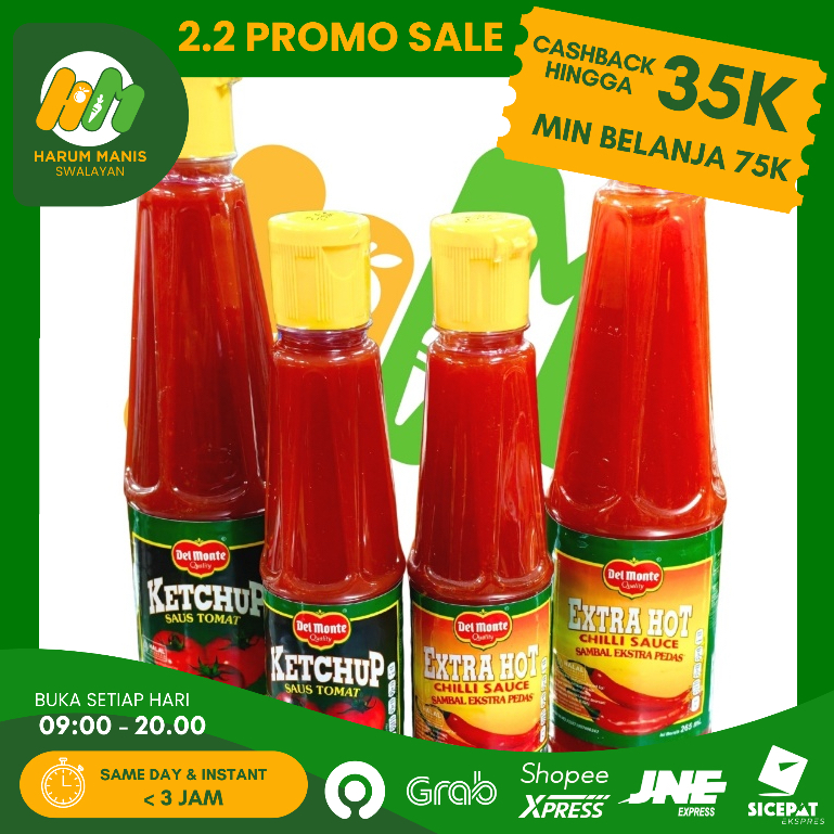 DELMONTE SAMBAL EXTRA PEDAS / DELMONTE SAUS TOMAT / DELMONTE EXTRA HOT / DELMONTE KETCHUP SAUS TOMAT