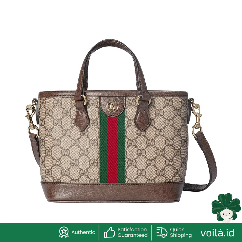 Ophidia Small Tote Bag GG Monogram Beige Dark Brown