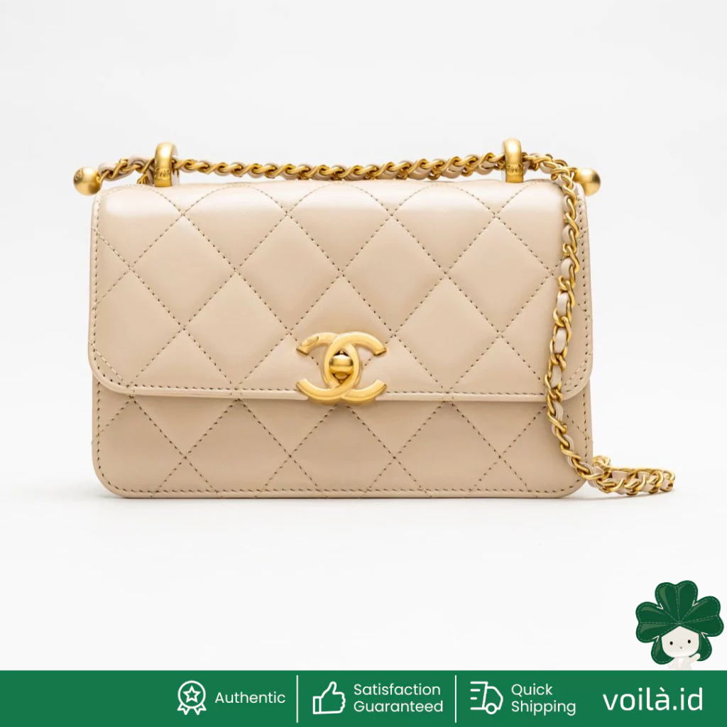 Chanel C24 Mini Flap Bag with Adjustable Strap Light Beige Ghw