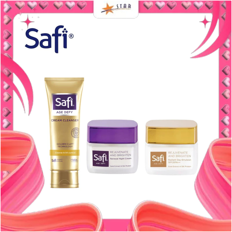 * STAR * Safi Paket Age Defy ( Day 40gr + Night 40gr + Clnsr 100gr )/Paket Anti aging