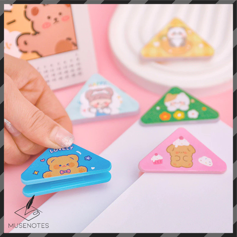Klip Kertas Lucu Karakter Unik Penjepit Sudut Buku Kertas Clip Triangle Segitiga Paper Clip S-AT033