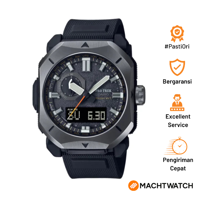 [PRJ] Jam Tangan Pria Casio Pro Trek PRW-6900Y-1DR Tough Solar Digital Analog Dial Black Soft Uretha