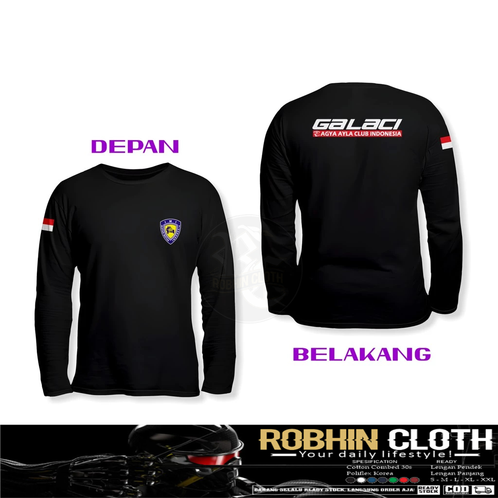 Kaos Baju Mobil GALACI Agya Ayla Club Indonesia Logo DB Lengan Panjang Baju Otomotif