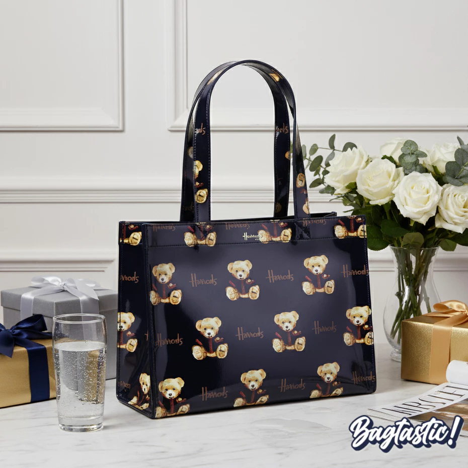 BAGTASTIC MOTIF BARU Tas Harrods Extra Large Tote Bag - Bahan Kilap PVC Waterproof Tebal