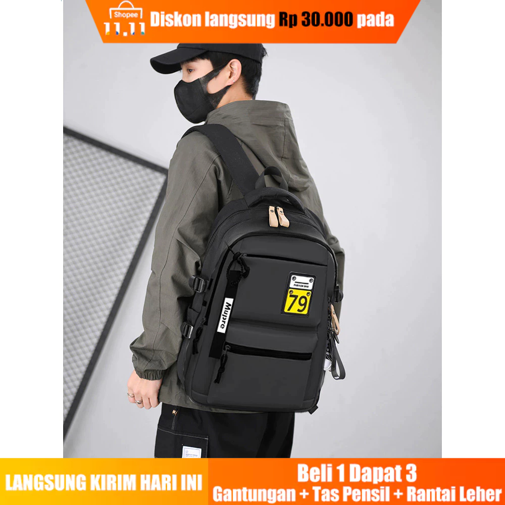 Men Bags Backpacks Tas Ransel Pria Tas Sekolah SMA SMP Kuliah Desain Korea Jepang Minimalis Warna So