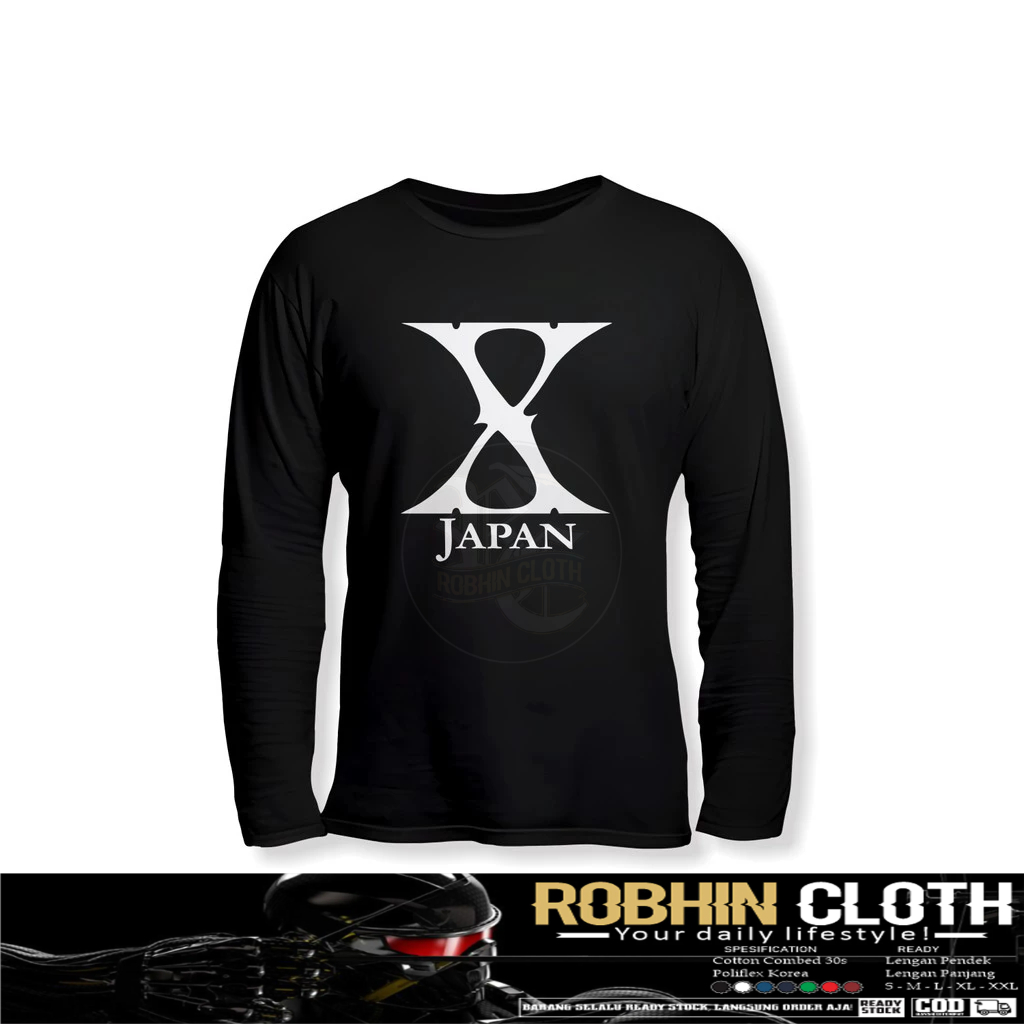 Kaos Baju Band X Japan Logo Lengan Panjang Baju Musik