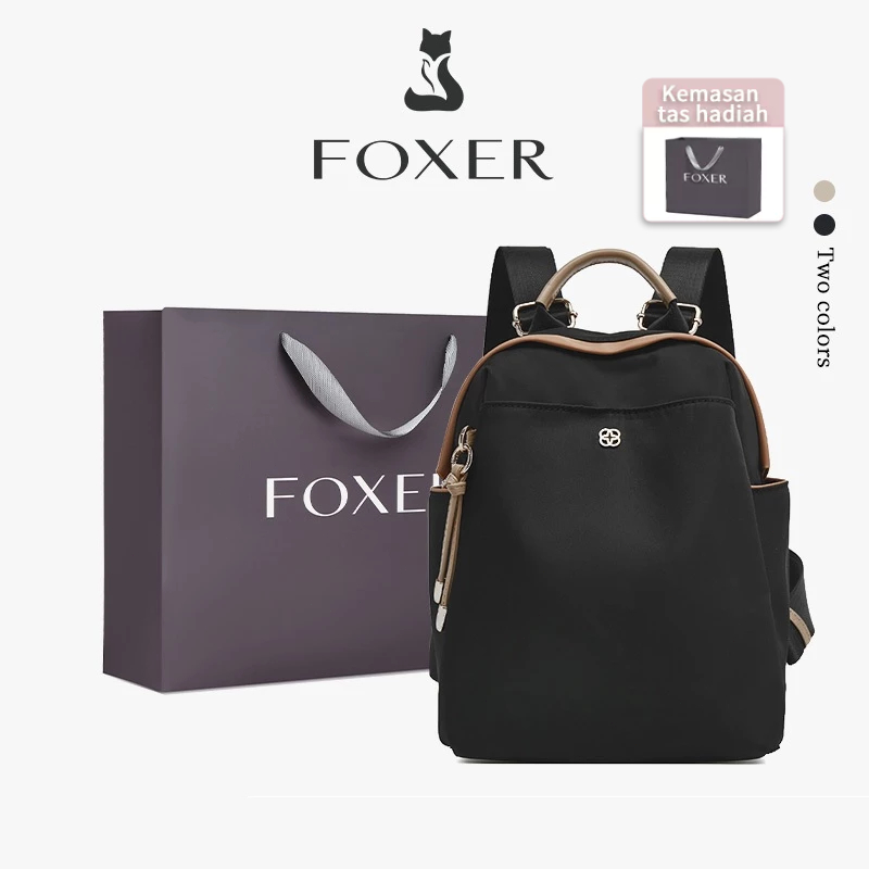 FOXER Tas Ransel Wanita Tas Ransel Kecil Yang Stylish Tas Ransel Kain Oxford Ringan
