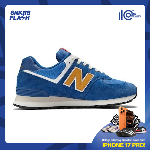 NEW BALANCE 574 Royal Blue Gold Sepatu Sneakers Unisex - U574HBG - Size 44