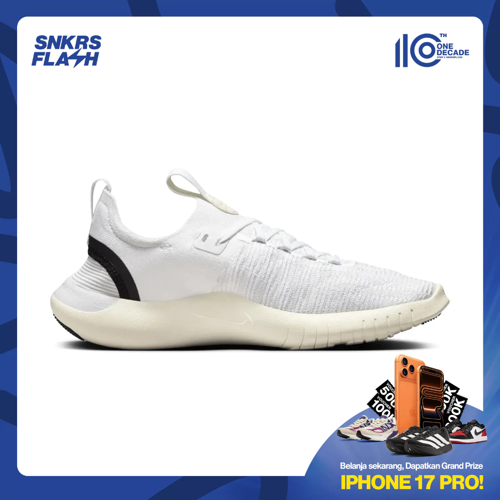 NIKE Free Rn Fk Next Nature White Black Sepatu Sneakers Wanita - DX6482100 - Size 38.5