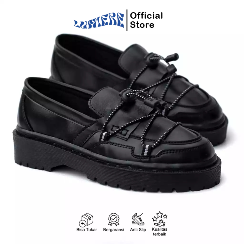 Sepatu Pantofel Pria Hitam Chunky Loafers Derdy Sol Tebal 39-45