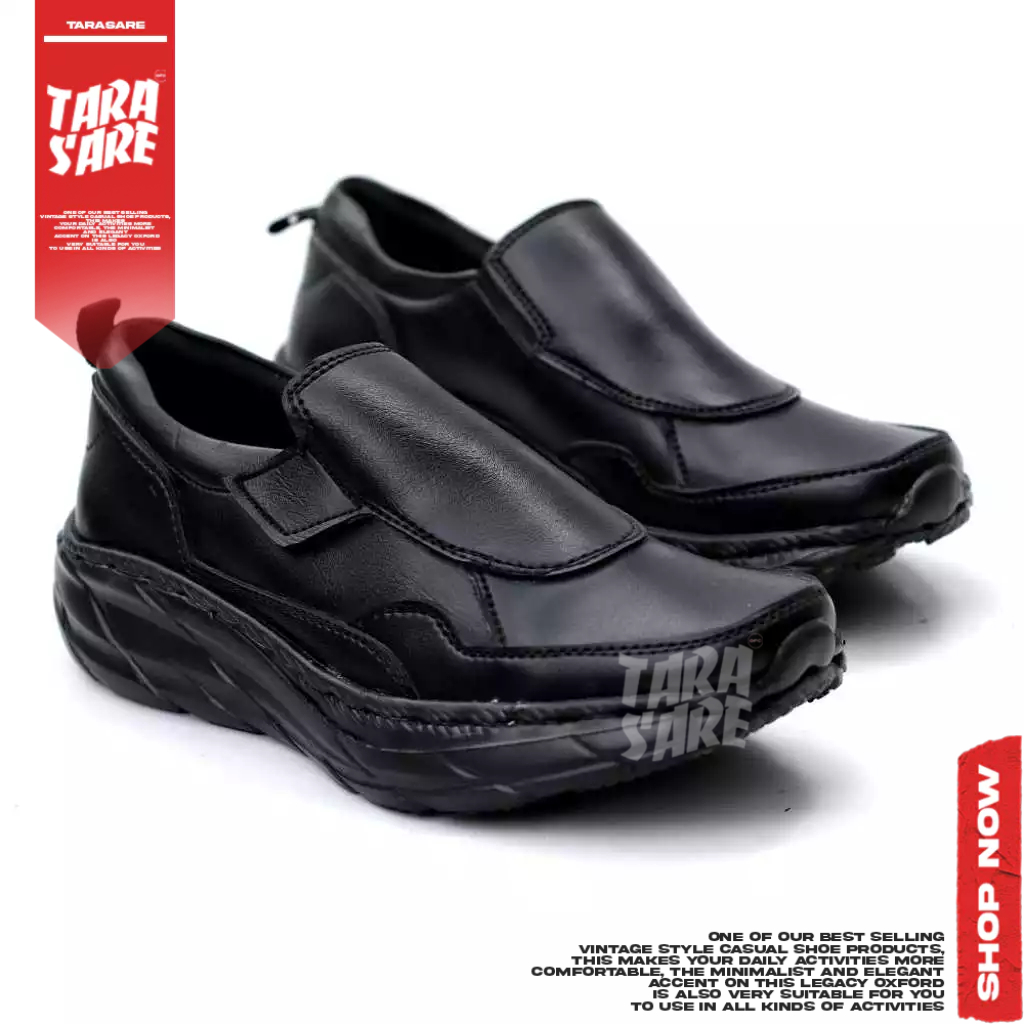 Sepatu Sneakers Pria Hitam Loafers Sole Phylon Tebal