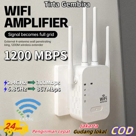 Wifi Extender -1200 Mbps Wifi Repeater /Signal Amplifier /4 Antena Wireless Repeater/ Penerima Peman