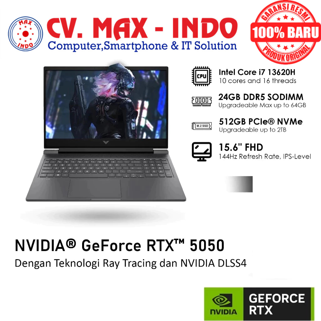 HP NOTEBOOK VICTUS 15-fa2785TX CORE i7-13620H RTX 5050 (WINDOWS 11 + OHS) + TAS