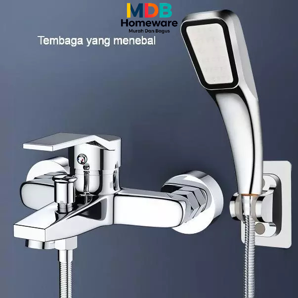 SET Keran Mixer Panas Dingin Kran Shower Bathtub Katup Pencampur Kran Shower Keran Kamar Mandi Bathu