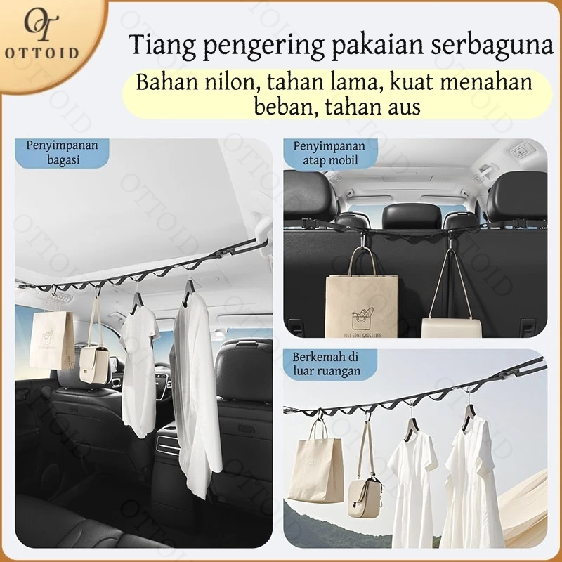 COD Jemuran Baju Portable Organizer Mobil Tali Pengering Pakaian Untuk Atap Mobil Gantungan Jemuran