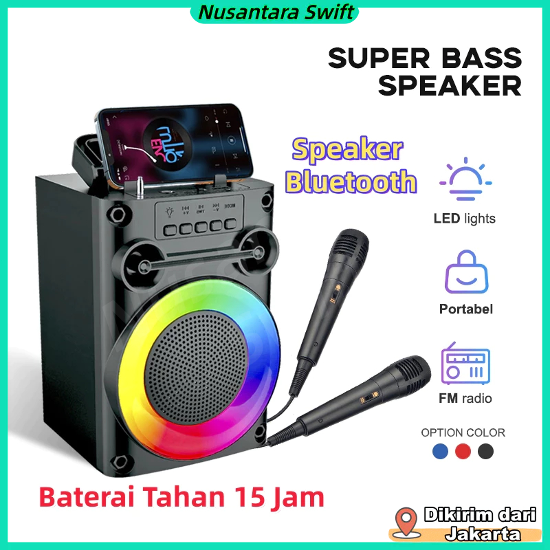 Speaker Bluetooth Karaoke Protable Super Bass with MIC Polytron Besar Original Mini Wireless Musik B