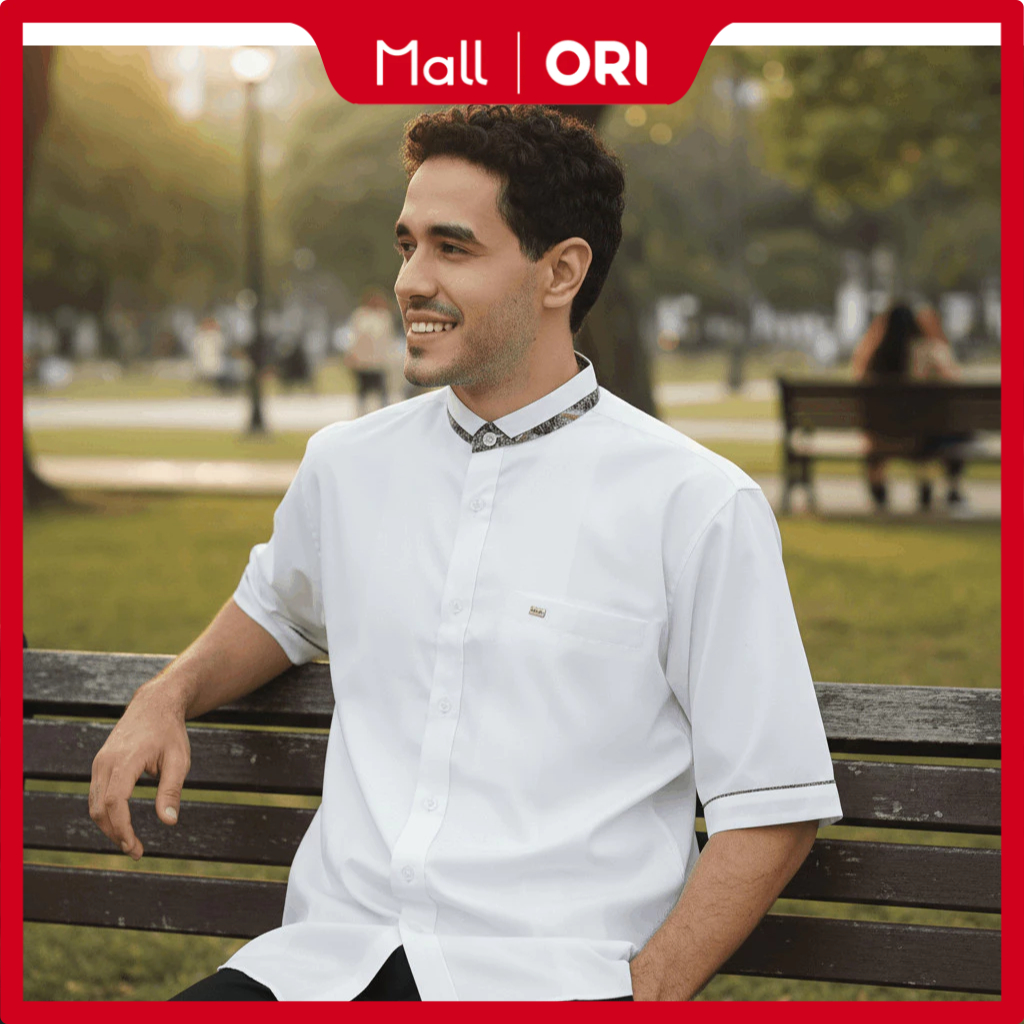 PRESIDENT – Baju Koko Pria AL BANTANI – Baju Taqwa Pria Lengan Pendek Putih Polos Bahan Katun Adem