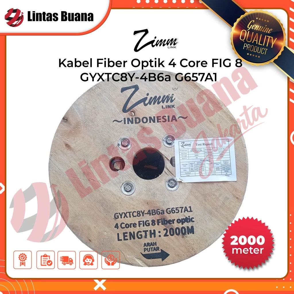 Zimmlink Kabel Drop Core 4 Core FIG 8 Single Mode 2000 Meter