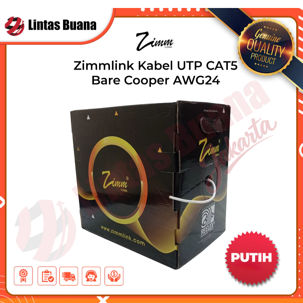 Zimmlink Kabel UTP- CAT5   AWG24 FULL COPPER/Tembaga Murni