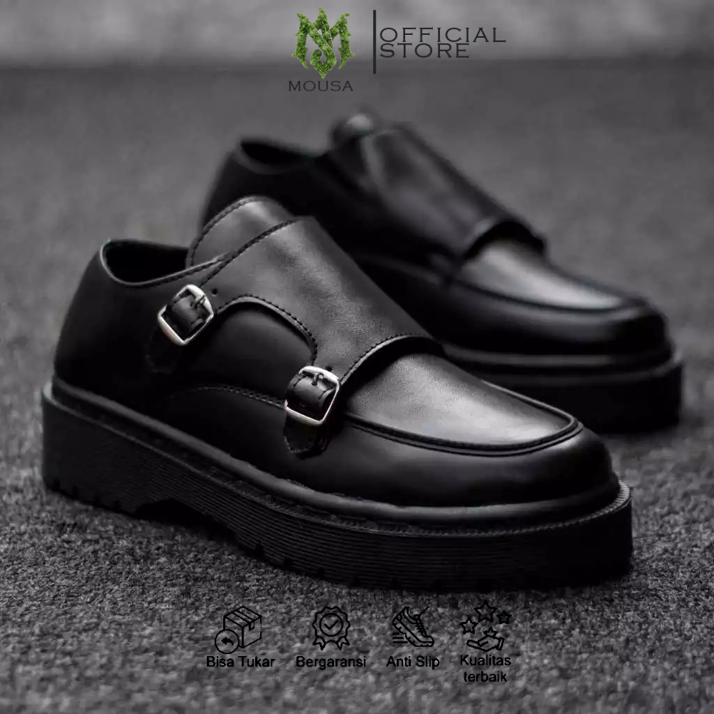 Sepatu Loafers Pria Hitam Hak Tinggi  Formal