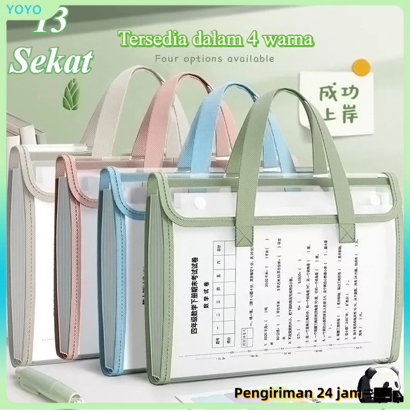 (ready)13 Sekat Transparan File Folder Document Bag Tas Dokumen File A4 Ukuran Map Tas Dokumen A4 Fo