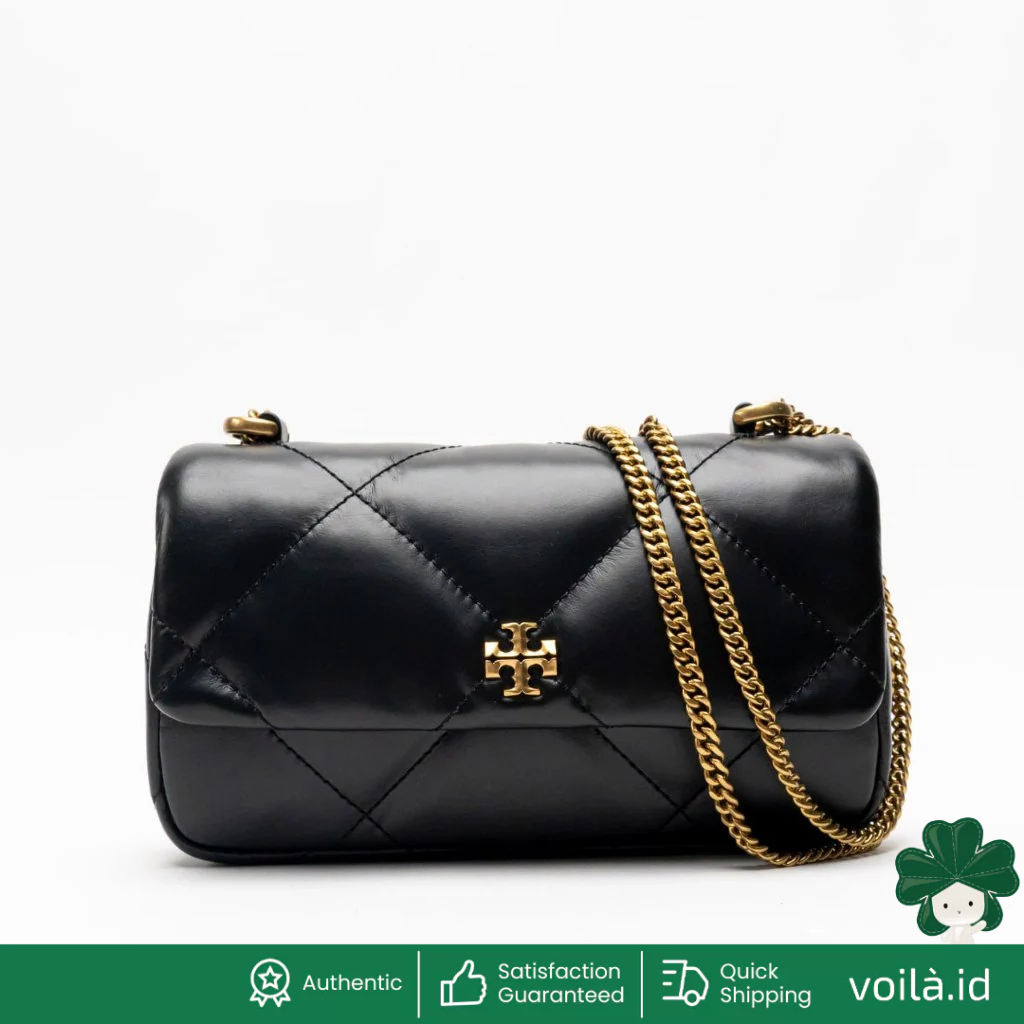 Kira Diamond Quilt Mini Flap Bag Black