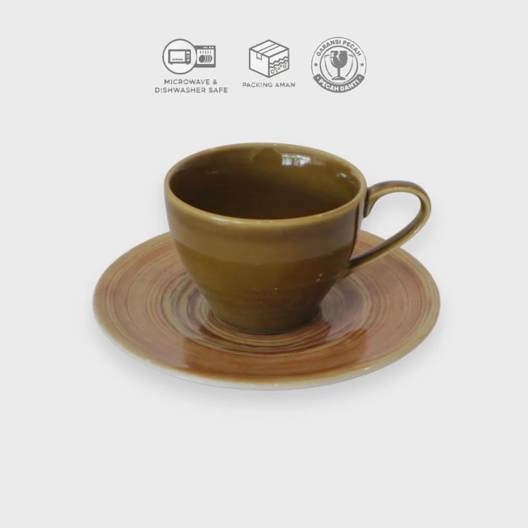 Brown Orion Cup & Saucer/Cup and Saucer Keramik Cantik/Cup and Saucer Keramik Aesthetic/Cup and Sauc