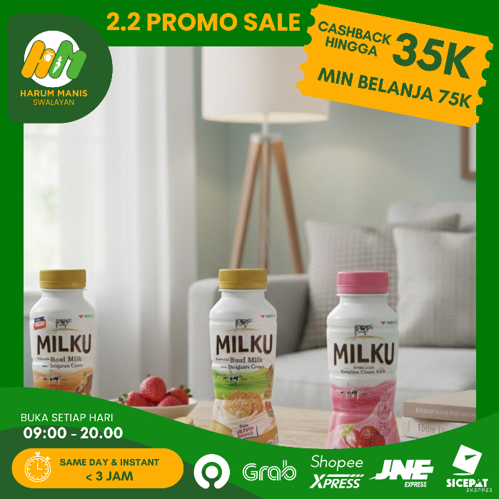 MILKU SUSU UHT 200ML / MILKU SUSU UHT MARIE BISKUIT 200ML / MILKU BELGIAN COWS MILK STRAW 200ML / MI