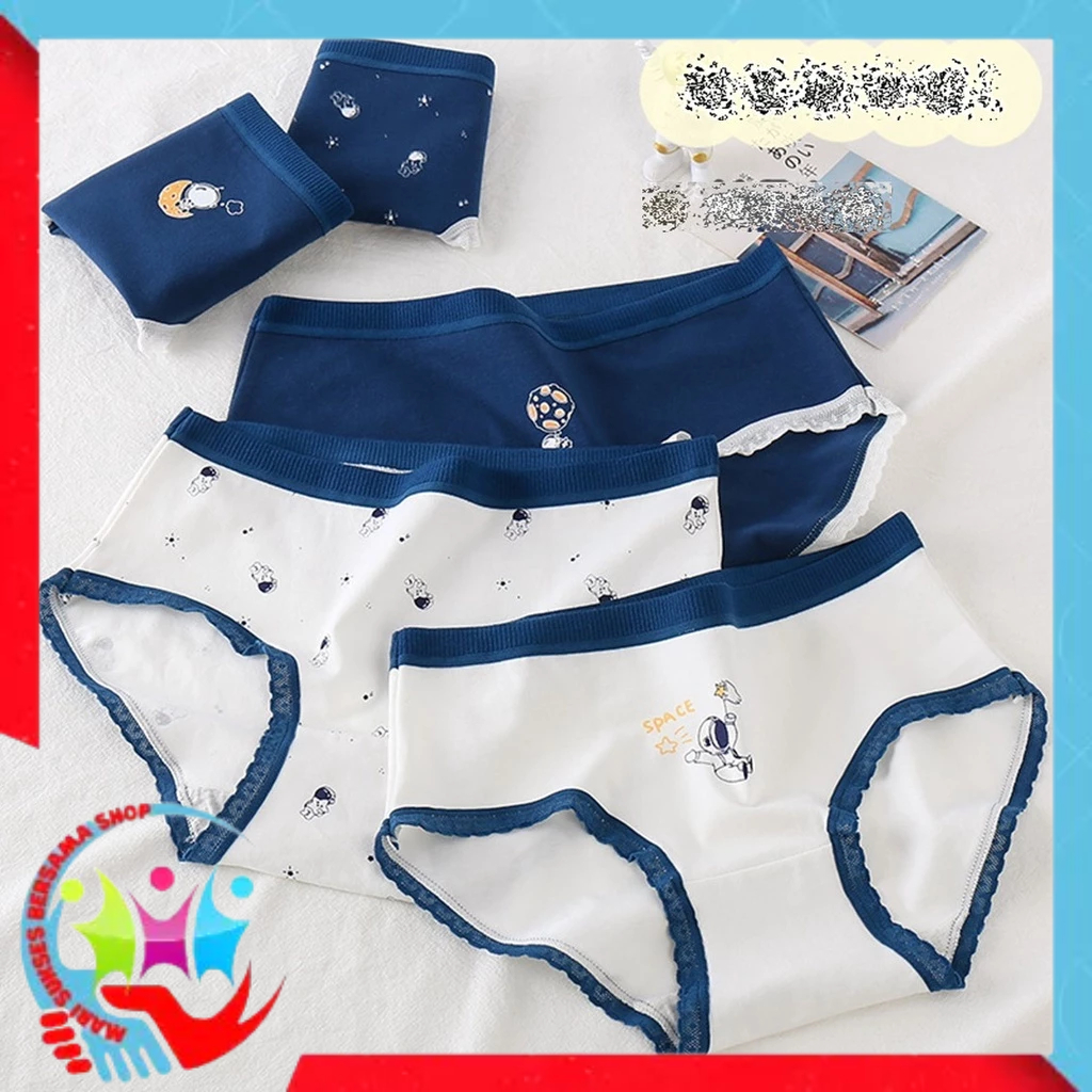 MSBS Celana Dalam Wanita Renda Gambar Astronot 6738 Bahan Katun Kolor Wanita Lucu Sempak Underwear S
