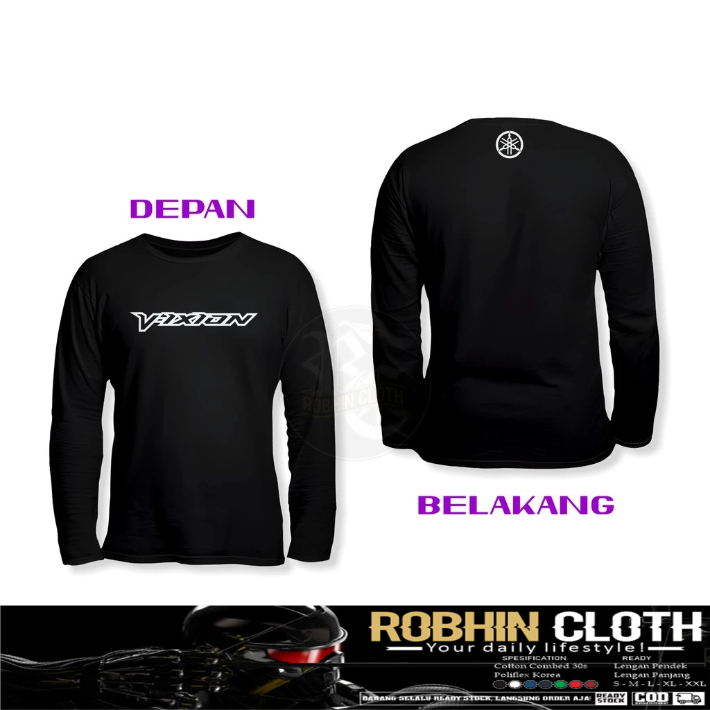 Kaos Baju YAMAHA VIXION DB Lengan Panjang Baju Otomotif