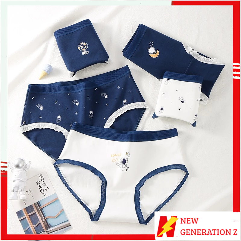 NGZ Celana Dalam Wanita Renda Gambar Astronot 6738 Bahan Katun Kolor Wanita Lucu Sempak Underwear Se