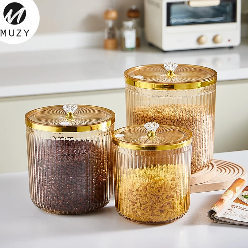 MUZY Toples Kedap Udara Toples Akrilik Set 3 Toples Kerupuk Toples Kue Lebaran Estetik HSB906