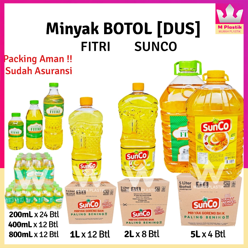 [1 DUS] Minyak BOTOL [SUNCO FITRI] 200 400 500 800 mL 1L 2L 5L --- 4 8 12 @DUS | 200ml 400ml 500ml 8